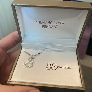 Sterling silver B necklace